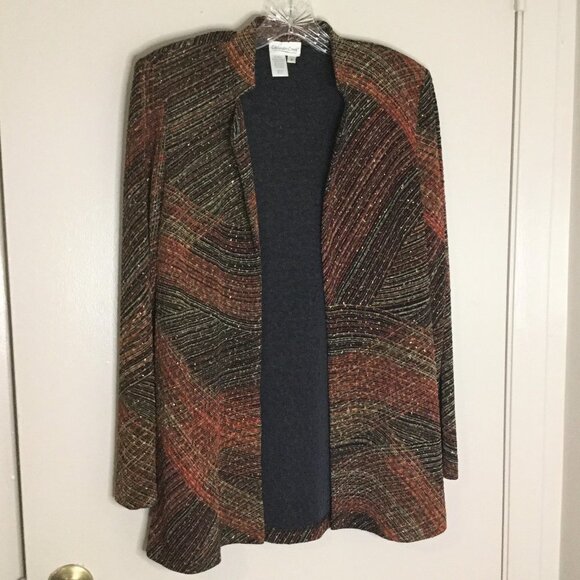 Coldwater Creek Open Front Sparkle Stripe Jacket - Picture 1 of 8
